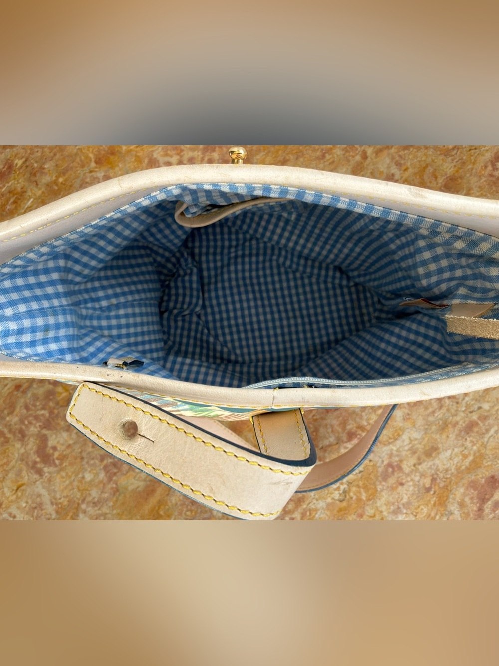 Dooney & Bourke Y2K Vintage Pastel Rainbow Tartan Plaid Bucket Bag Scalloped - Picture 7 of 16